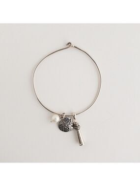 Sterling Silver Nautical Beach Charm Bracelet lighthouse Sand Dollar White Pearl